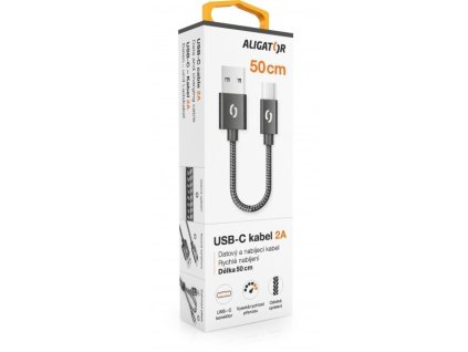 Aligator USB A USB C 0.5m 2A pletený čierny Kabel 2
