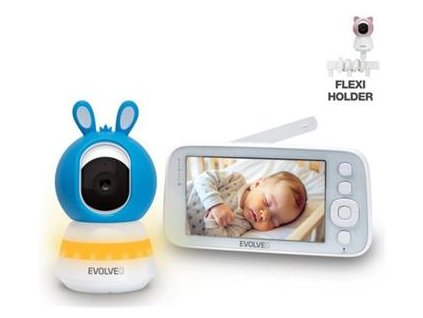 EVOLVEO Baby Monitor N5 - Set videochůvičky s 360° dohledem, obousměrnou komunikací a ukolébavkami, modrá