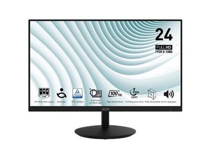 MSI monitor PRO MP242A 23,8" IPS/FHD/100Hz/1ms/HDMI/DP/VGA/černá