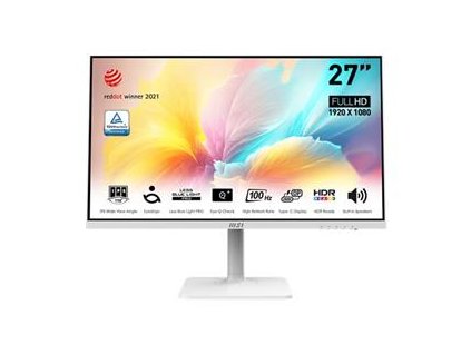 MSI monitor Modern MD2712PW 27" IPS/FHD/100Hz/1ms/HDMI/USB-C/Výškově nastavitelný/Pivot/bílá