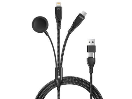 Connect IT Wirez 6in1 1x USB C,1x Lightning,1x Watch charger 1.25m čierny Kabel 1