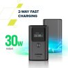 Canyon OnPower 130, Powerbank, 10.000 mAh, displej, in: USB-C, out: 2x USB-C PD 30W / USB-A, hodiny/budík/počasie