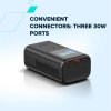 Canyon OnPower 130, Powerbank, 10.000 mAh, displej, in: USB-C, out: 2x USB-C PD 30W / USB-A, hodiny/budík/počasie