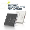 Canyon OnPower 505, Powerbank, 5.000 mAh, in: USB-C, out: USB-C PD 20W + Wireless Magnet 15W, ultratenká, béžová