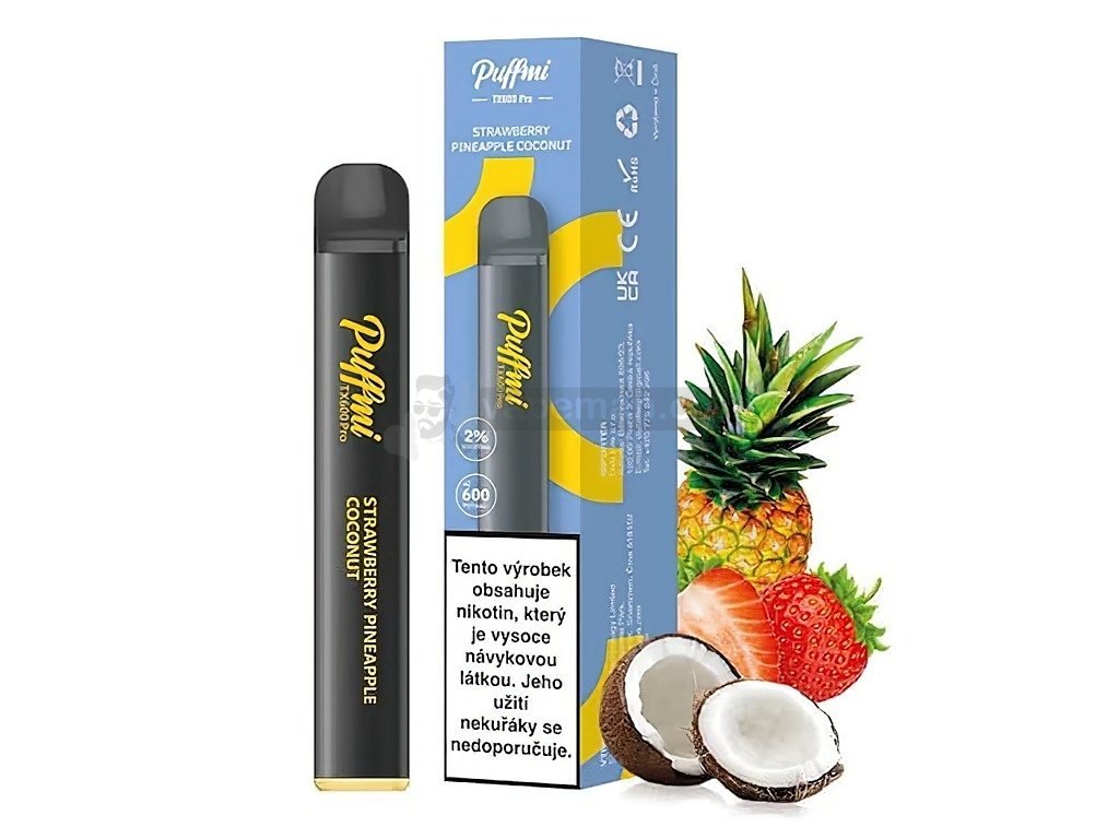 Puffmi TX600 Pro (jahoda, ananas, kokos) jednorázová e-cigareta  20mg