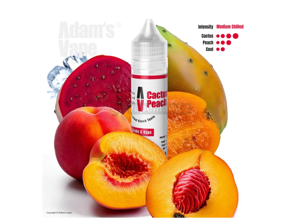 Příchuť Adam's Vape S&V: Cactus Peach (Kaktus s broskví) objem 10ml tabáková nálepka Kolek R