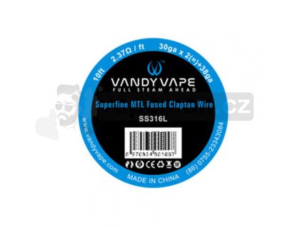 SS316L Superfine MTL Fused Clapton - odporový drát 30GA*2 + 38GA - Vandy Vape (3m)