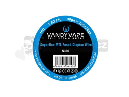 Ni80 Superfine MTL Fused Clapton - odporový drát 30GA*2 + 38GA - Vandy Vape (3m)