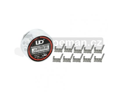 Předmotané spirálky UD Twisted Fused Clapton SS316L (26GAx2)x2 + Ribbon (0.1ohm) (10ks)