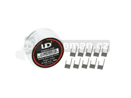 Předmotané spirálky UD Clapton 26GA SS316L + 32GA KA1 (0.5ohm) (10ks)