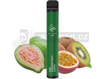 Elf Bar 600 elektronická cigareta 20mg Kiwi Passion Fruit Guava