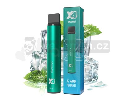 X4 Bar Zero Mentol (Menthol) jednorázová e-cigareta BEZ NIKOTINU