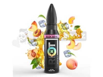 Příchuť Riot Squad BLCK EDTN S&V: Ultra Peach Tea (Ledový broskvový čaj) objem 10ml tabáková nálepka Kolek Q