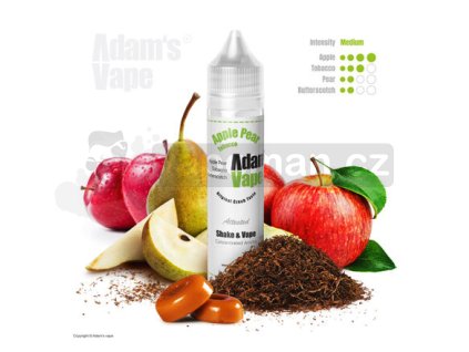 Příchuť Adams vape S&V: Apple Pear Tobacco (Šťavnatá jablka v karamelu s tabákem) objem 10ml tabáková nálepka Kolek Q