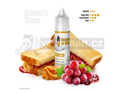 Příchuť Adams vape S&V: Grapes of Wrath (Toast s burákovým máslem a hroznovým jamem) objem 10ml tabáková nálepka Kolek Q