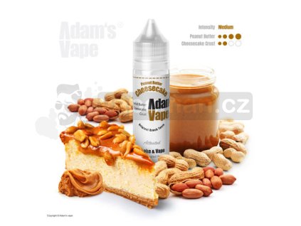 Příchuť Adams vape S&V: Peanut Butter Cheesecake (Oříšková bomba na sušenkovém základu) objem 10ml tabáková nálepka Kolek Q