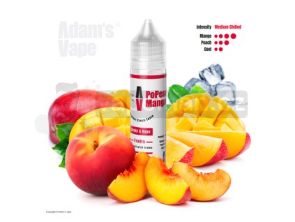 Příchuť Adams vape S&V: PoPeachi Mango (Vychlazené mango s broskví) objem 10ml tabáková nálepka Kolek Q