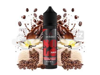 Příchuť Bombo Solo Juice S&V: Coffee Vanilla Custard Cream (Káva s vanilkovým krémem) objem 15ml tabáková nálepka Kolek Q