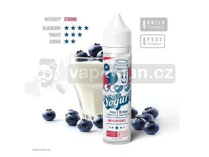 Příchuť Adams Vape American Series S&V: Blueberry Cookie Yogurt objem 10ml tabáková nálepka Kolek Q