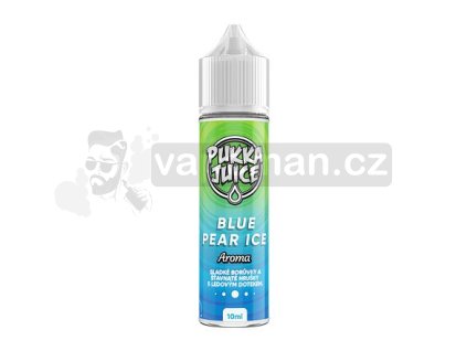 Příchuť Pukka Juice S&V: Blue Pear Ice (Ledová borůvka s hruškou) objem 10ml tabáková nálepka Kolek Q