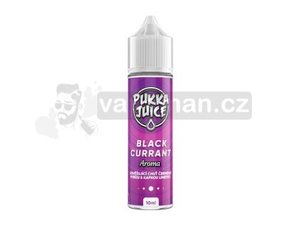 Příchuť Pukka Juice S&V: Blackcurrant (Černý rybíz s kapkou limetky) objem 10ml tabáková nálepka Kolek Q