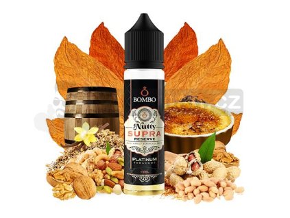 Příchuť Bombo Platinum Tobaccos S&V: Nutty Supra Reserve (Tabák s karamelem a oříškovým máslem) objem 15ml tabáková nálepka Kolek Q