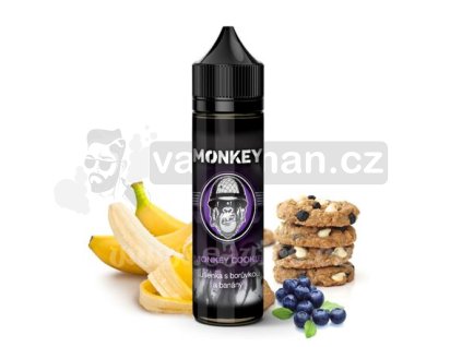 Příchuť Monkey S&V: Monkey Cookie (Sušenka s banánem a borůvkou) objem 10ml tabáková nálepka Kolek Q