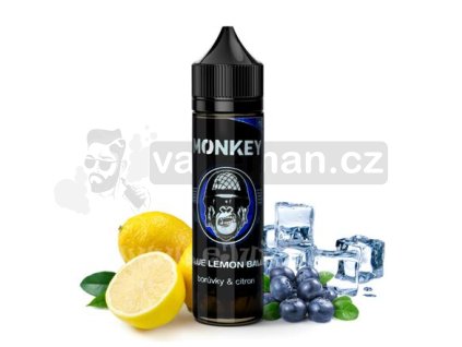 Příchuť Monkey S&V: Blue Lemon Ball (Borůvky a ledový citron) objem 10ml tabáková nálepka Kolek Q