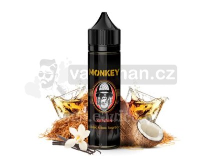 Příchuť Monkey S&V: Kapitán (Jemný tabák s kokosem a bourbonem) objem 10ml tabáková nálepka Kolek Q