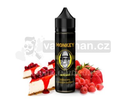 Příchuť Monkey S&V: Seržant (Cheesecake s jahodovo-malinovým topingem) objem 10ml tabáková nálepka Kolek Q