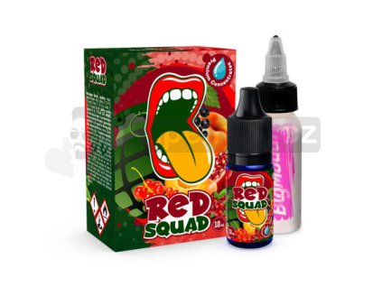 Příchuť Big Mouth: Red Squad (Rybízový mix, brusinky a sladká broskev) objem 10ml tabáková nálepka Kolek Q