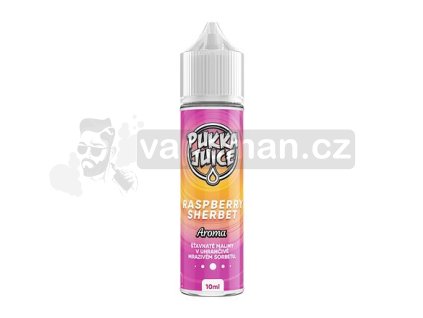 Příchuť Pukka Juice S&V: Raspberry Sherbet (Malinový sorbet) objem 10ml tabáková nálepka Kolek Q