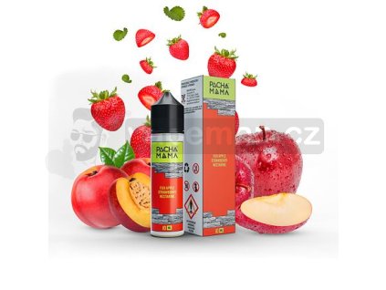 Příchuť Pacha Mama S&V: Fuji Apple Strawberry Nectarine (Jablko, jahoda a nektarinka) objem 10ml tabáková nálepka Kolek R