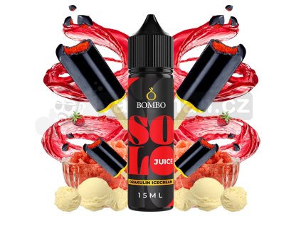 Příchuť Bombo Solo Juice S&V: Drakulin Icecream (Jahodovo-vanilková zmrzlina s colou) objem 15ml tabáková nálepka Kolek R