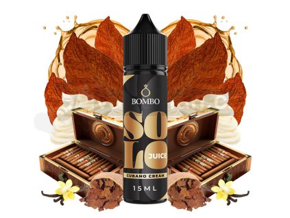 Příchuť Bombo Solo Juice S&V: Cubano Cream (Doutníkový tabák s krémem) objem 15ml tabáková nálepka Kolek R
