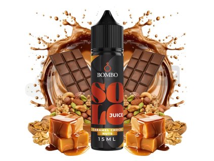 Příchuť Bombo Solo Juice S&V: Caramel Choco Nuts (Čokoláda s karamelem a ořechy) objem 15ml tabáková nálepka Kolek R