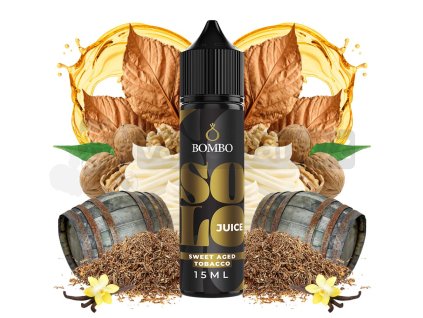 Příchuť Bombo Solo Juice S&V: Sweet Aged Tobacco (Nasládlá tabáková směs) objem 15ml tabáková nálepka Kolek R