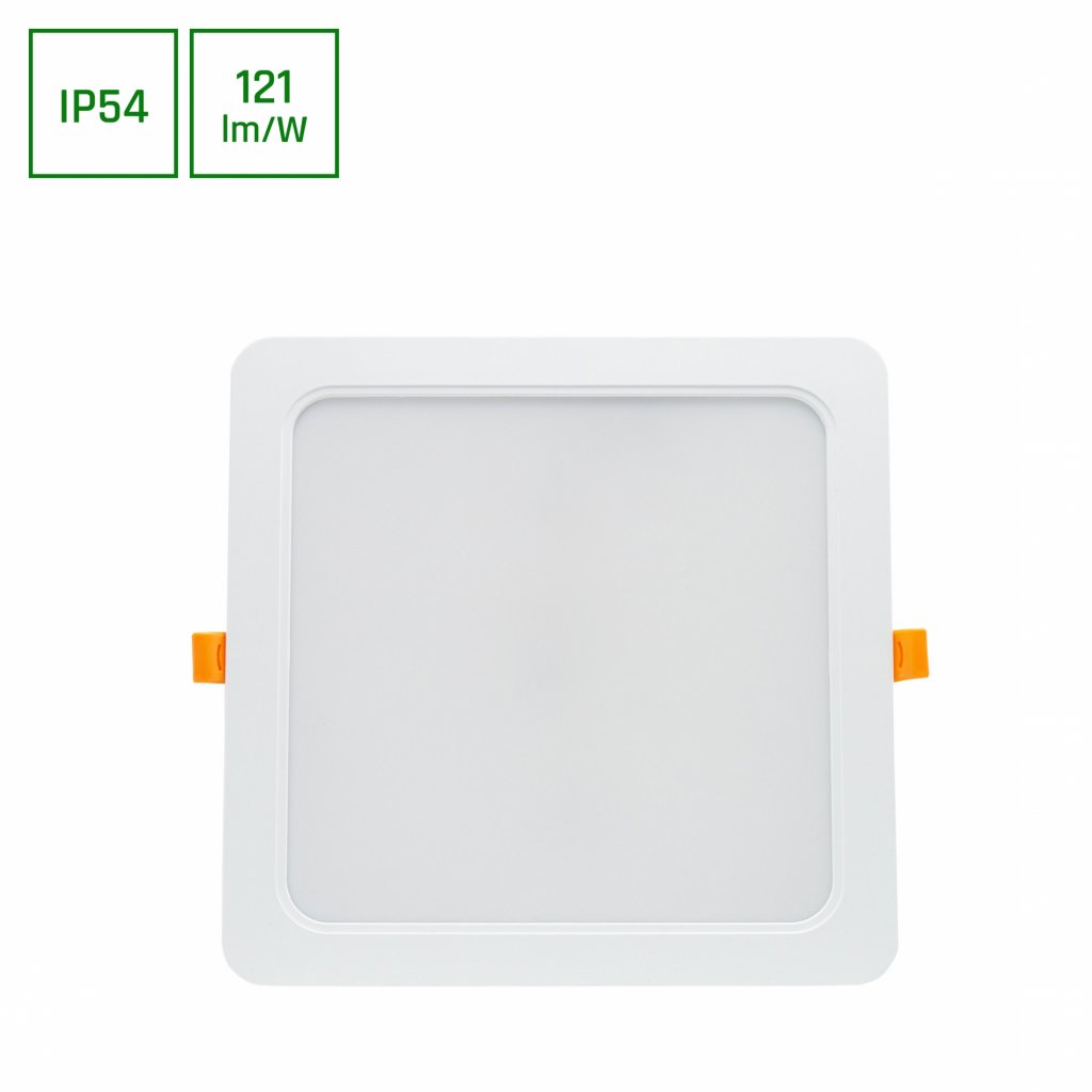 DURE 3 ZApuštěné svítidlo 24W NW 230V 110° IP54 IK06 220X220X34 BÍLÝ ČTVERCOVÝ INTEGROVANÝ OVLADAČ
