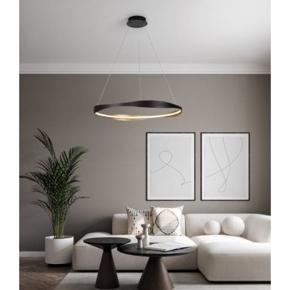 AKCE - Závěsné svítidlo DOBI CCT černé / zlaté LED 40W 1472lm 2700-5000K stmívatelné - NOVA LUCE