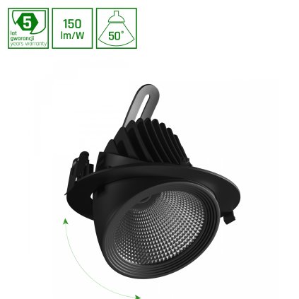 SAL SILENA 2 840 19W 230V 50° ČERNÁ S NOUZOVÝM MODULEM