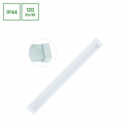 AQUATICA 15W WW 230V 150DEG IP44 596X46X63 BÍLÉ ČTVERCOVÉ KONCOVKY, VYPÍNAČ