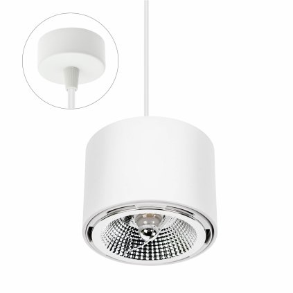 CHLOE AR111 POVRCHOVÁ MONTÁŽ GU10 250V IP20 120X85MM BÍLÁ KULATÁ PEVNÁ PATKY KULATÝ KABEL 1,5M