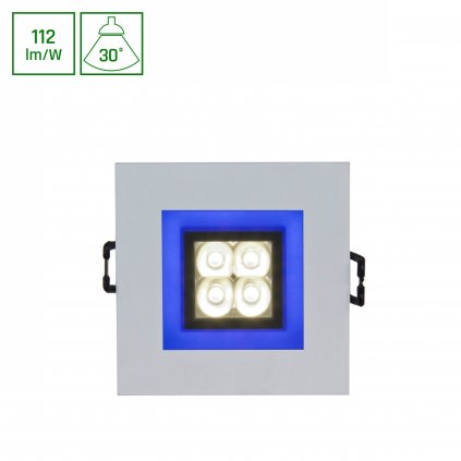 FIALE 4LED 4x1W 30° 230V Čtvercové CW LED bodové světlo s modrým rámečkem