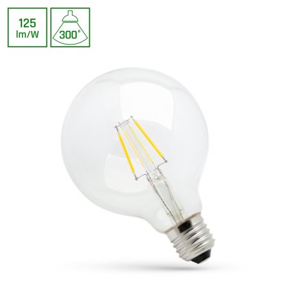 LED GLOB G125 E-27 230V 8W COG WW CLEAR SPECTRUM