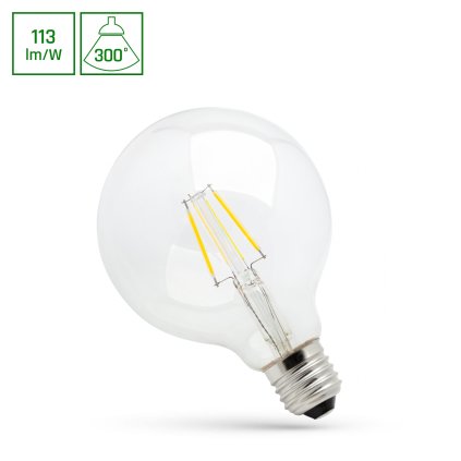 LED GLOB G95 COG E27 230V 4W WW CLEAR SPECTRUM