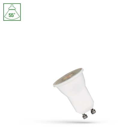 LED GU11/MR11 GU10 230V 2W SMD 55 stupňů WW s čočkou SPECTRUM