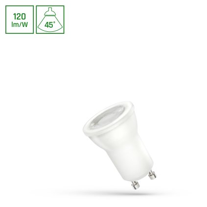 LED MR11 GU10 230V 2W SMD 45° CW S ČOČKOU SPECTRUM