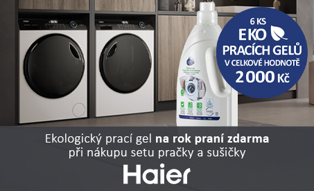 Prací gel na rok zdarma k setu pračky a sušičky Haier
