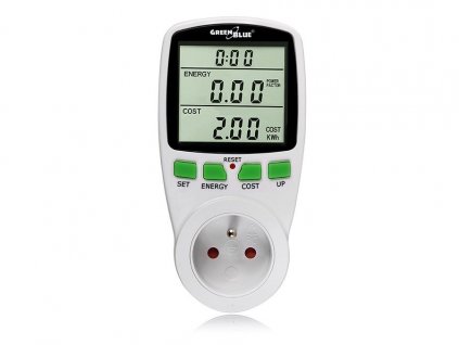 Greenblue GB202 wattmetr Bílá 0 - 9999 W Vestavěný displej LCD