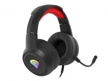 GENESIS Neon 200 Sluchátka s mikrofonem Kabel Přes hlavu Hraní USB Typ-A Černá, Červená